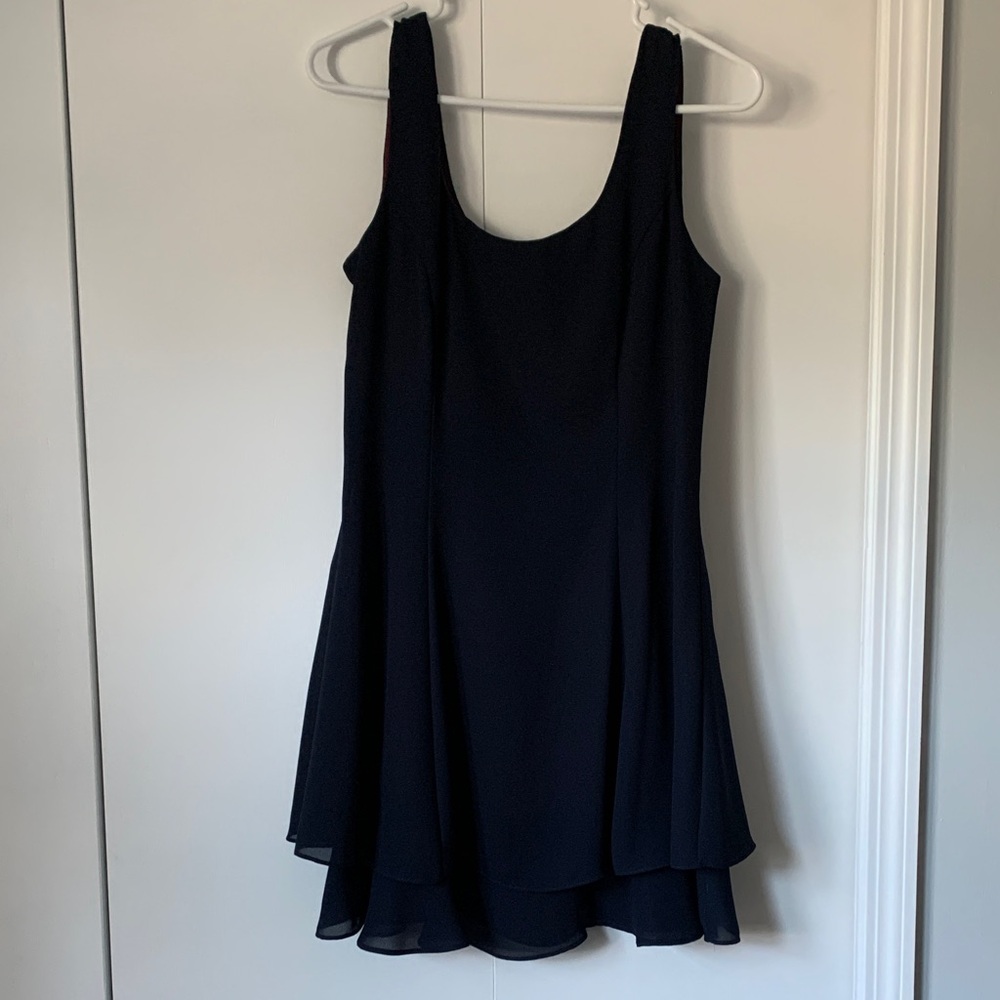 Fun and Flowy Navy Vintage Hampton Nites Petites Dress Size 8 EUC